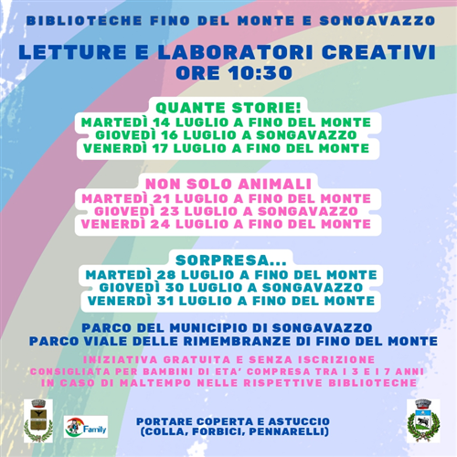 Letture e laboratori creativi al parco - estate 2026