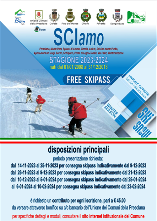 Progetto Free Skipass - Stagione Invernale 2023-2024